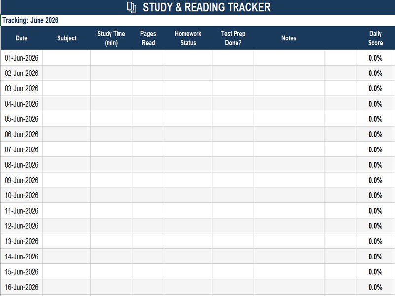 Study Time Log